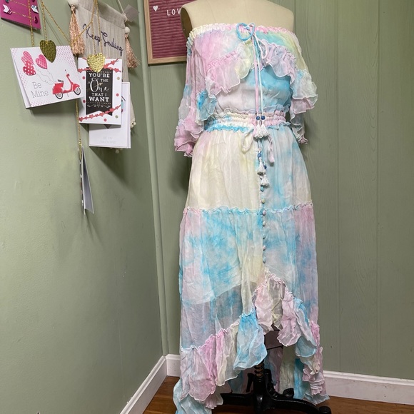 Free People x Fillyboo Santa Monica Tambourine Tie Dye Watercolor Maxi Dress S - Picture 4 of 9